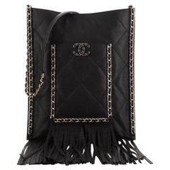 Chanel Fringe Flat Shopping Bag Quilted Calfskin Small