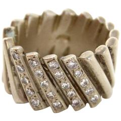 Robert Lee Morris Sterling Silver and Diamond Ring sz.6.5 3