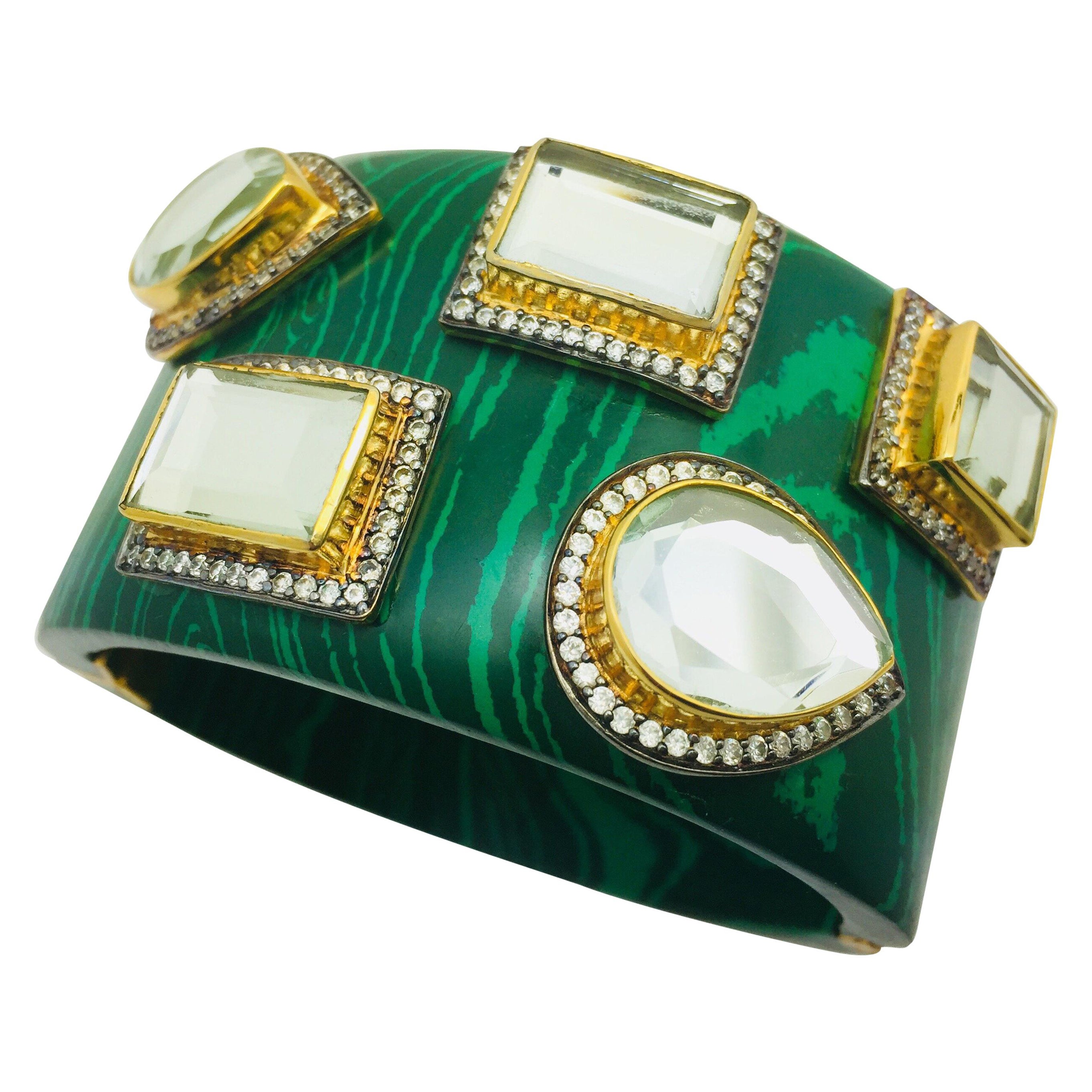 Meghna Jewels Malachite Resin Cuff worn by Kelly Rutherford in Gossip Girl For Sale