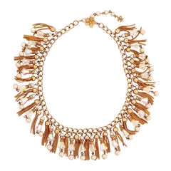 Choker-Halskette aus Gold mit Quaste und Aurora Borealis-Kristall von Vendome, 1960er Jahre