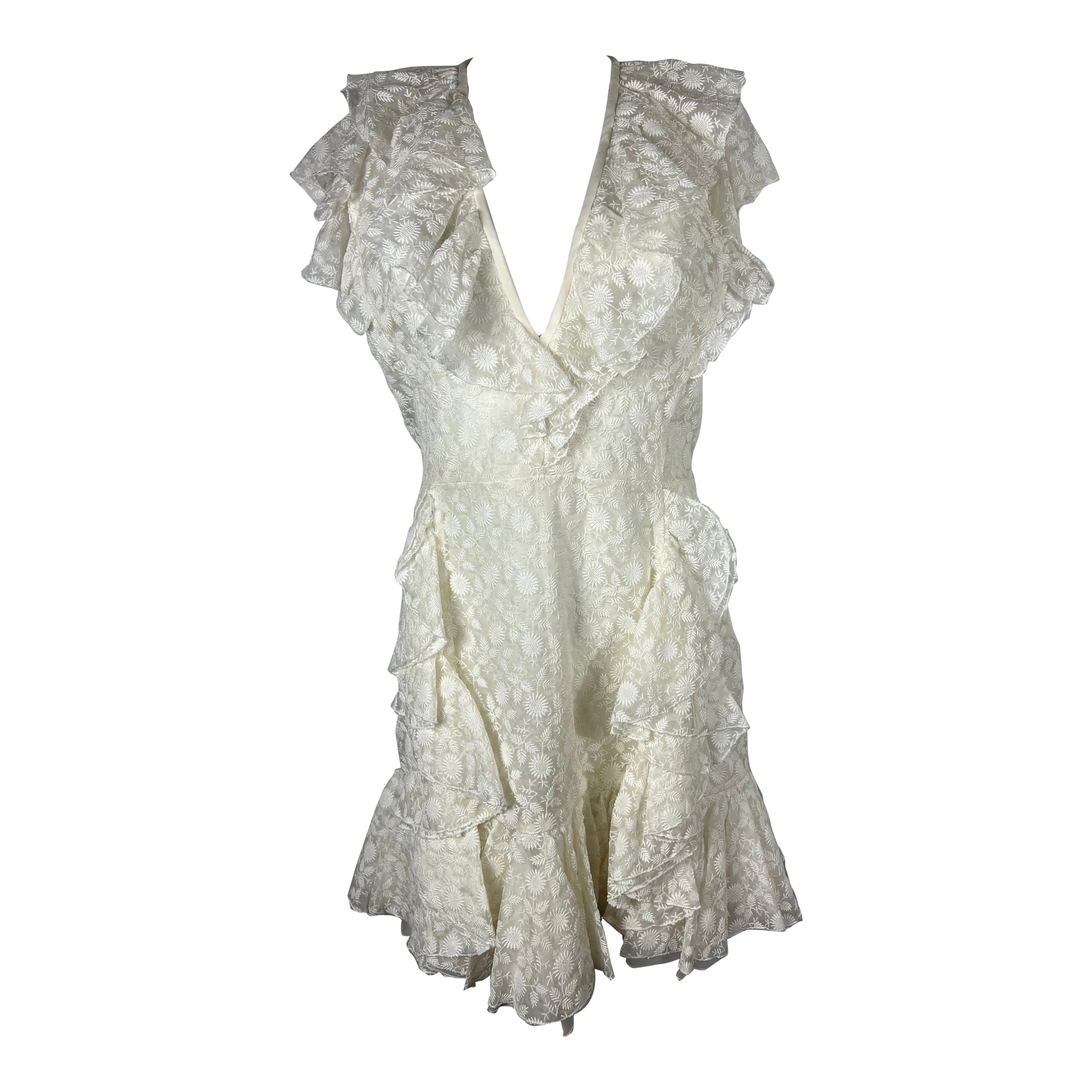  Giambattista Valli Floral Embroidered Mini Dress, Size 44 For Sale