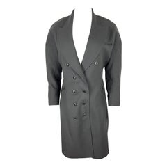 Vintage Alaïa Wool Coat Dark Grey, Size 8