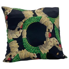 New Roberto Cavalli Black Printed Silk Decorative Pillow