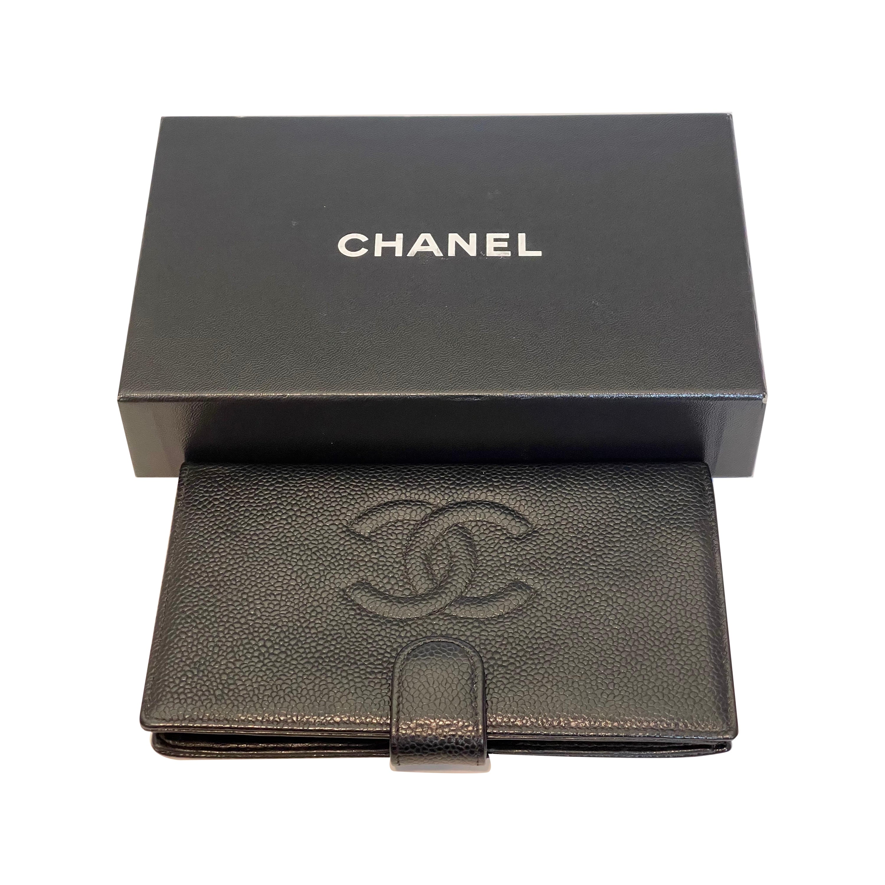 Chanel Black Caviar Leather Cc-w0128p-0003 French Kisslock Wallet with BOX