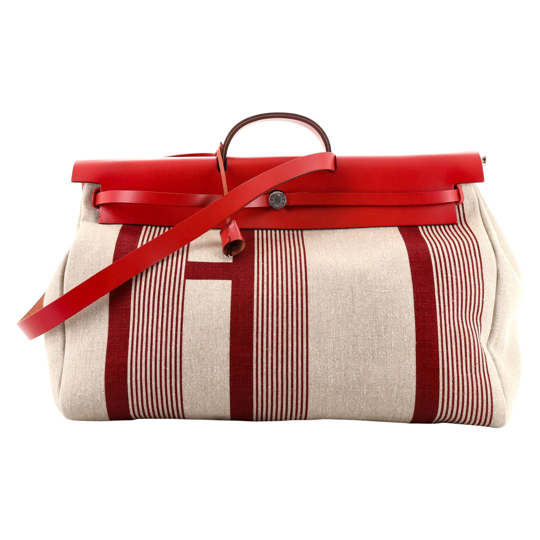 Hermes Herbag Zip Leather and Toile 50 