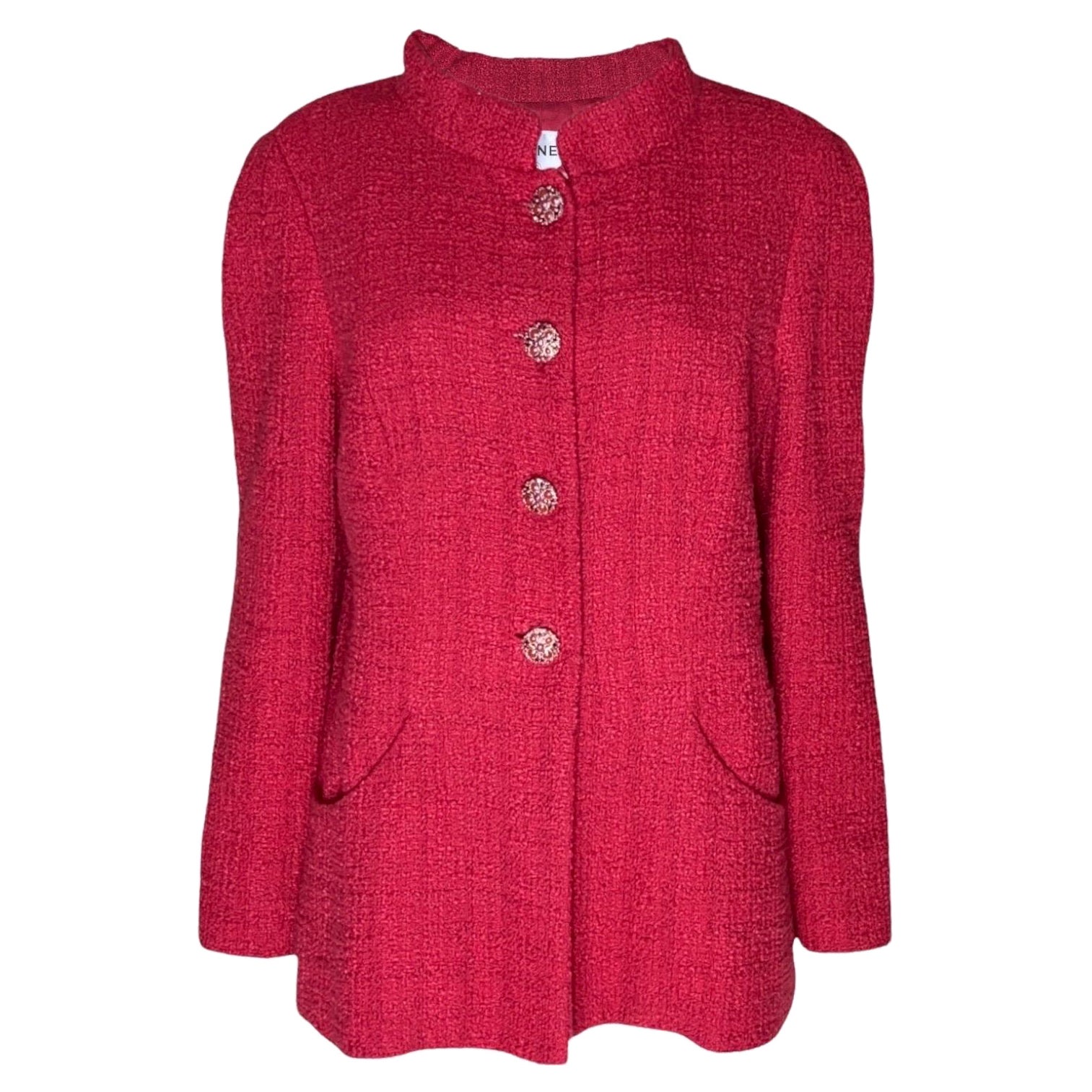 Gorgeous CHANEL Métiers d'Art Red Tweed Jacket Blazer Bombay Collection L