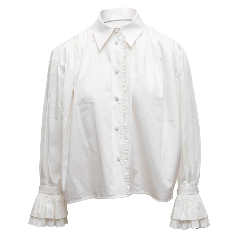 Khaite White Long Sleeve Button-Up Top For Sale at 1stDibs