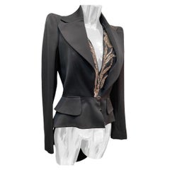 New Alexander McQueen Black Crystal embellished blazer jacket 42 - 6