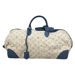 Used Louis Vuitton Keepall Mini Lin White and Blue