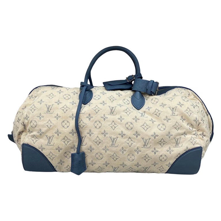 Louis Vuitton Keepall Mini Lin White and Blue at 1stDibs