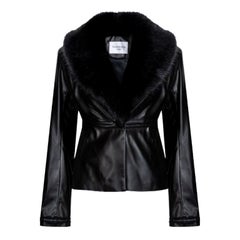 Verheyen London Cropped Edward Jacket in Leather with Faux Fur, Size uk 8