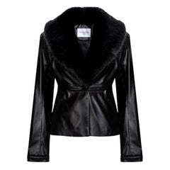 Used Verheyen London Cropped Edward Jacket in Leather with Faux Fur, Size uk 10