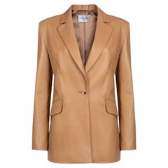 Verheyen London Chesca Oversize Blazer in Camel Leather, Size 6