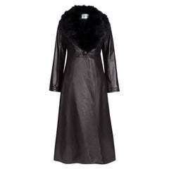Trench-coat en cuir Verheyen London Edward en chocolat foncé et noir, taille 14