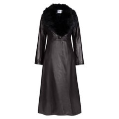 Verheyen London Edward Leather Trench Coat in Dark Chocolate and Black Size 8