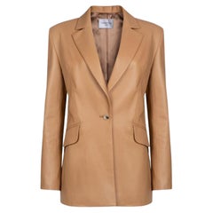 Verheyen London Chesca Oversize Blazer in Camel Leather, Size 10