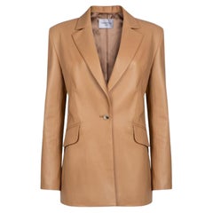 Verheyen London Chesca Oversize Blazer in Camel Leather, Size 12