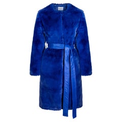 Verheyen London Serena  Collarless Faux Fur Coat in Blue - Size uk 6 