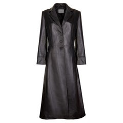 Verheyen London Oversize 70s Leather Trench Coat in Black, Size 14