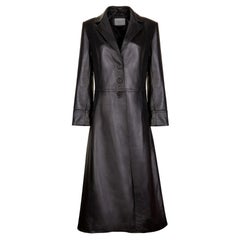 Verheyen London Oversize 70s Leather Trench Coat in Black, Size 10