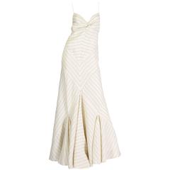 Ralph Lauren Purple Label 1930er Jahre Stil Bias Cut Leinen Kleid