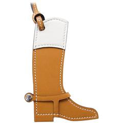 Hermes Paddock Botte Equestrian Boot Sable and Craie Bag Charm