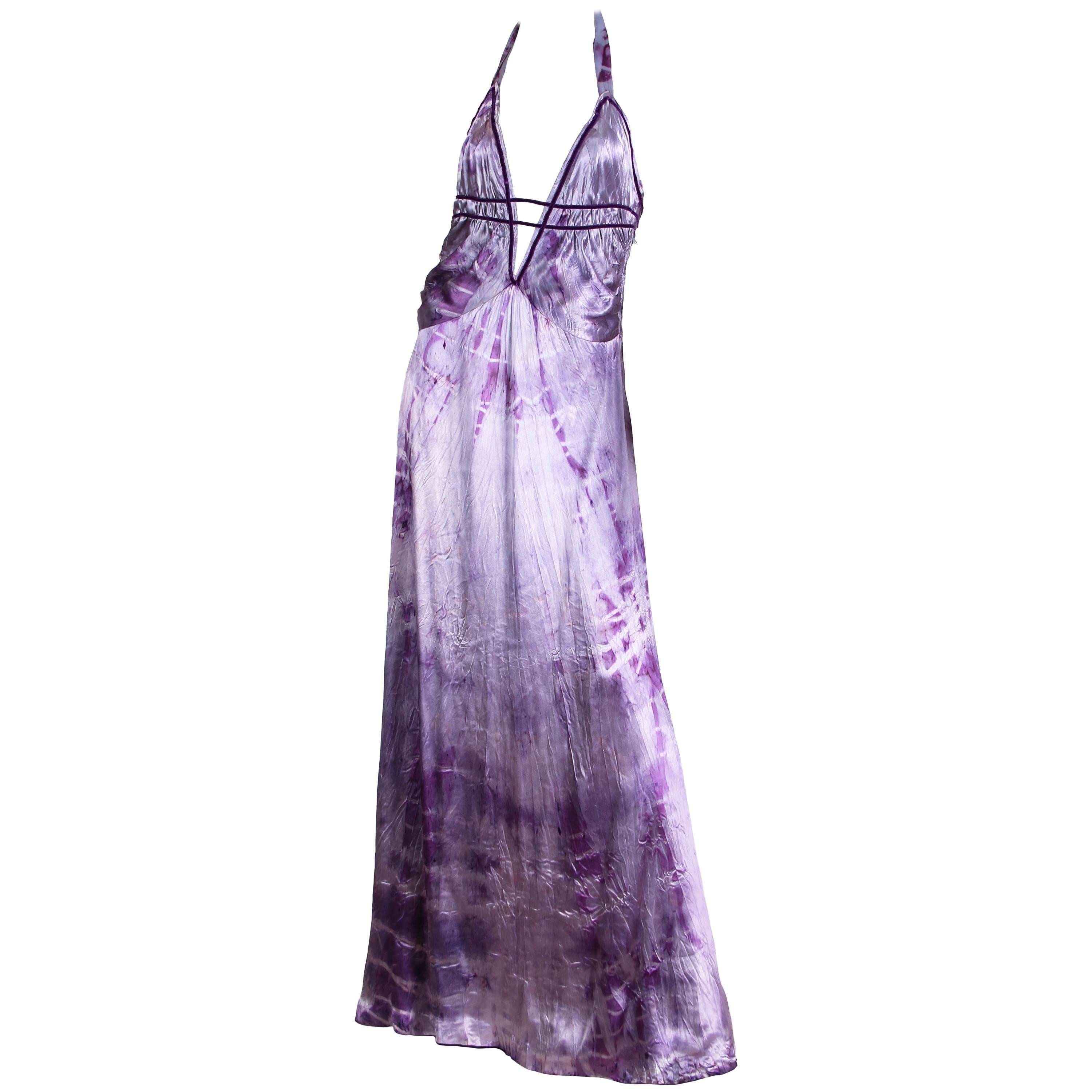 MORPHEW COLLECTION Lilac Tie Dyed Silk Charmeuse  Gown Re-Worked From A 1930S B
