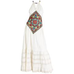 Embroidered Halter Dress with Open Back Made from Victorian Lace