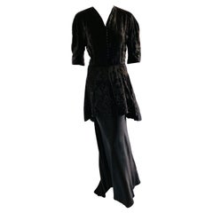 Art Deco Vintage 1930s Beaded Bias Cut Silk Gown and Jacket