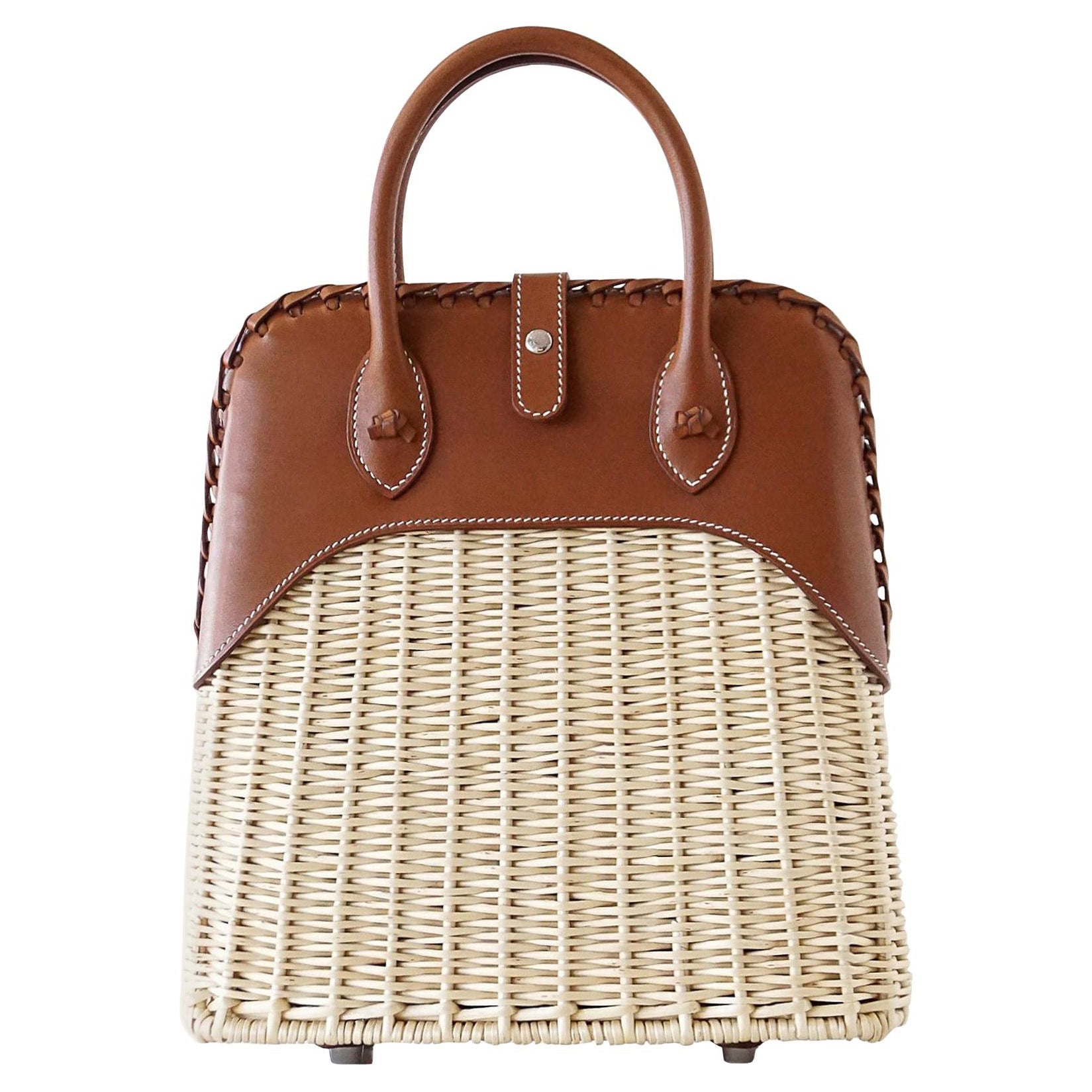 Hermes Bolide Picnic Osier Bag Wicker Barenia Limited Edition For Sale