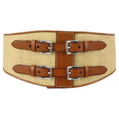 Ralph Lauren Vintage Raffia And Leather Waist Belt Small