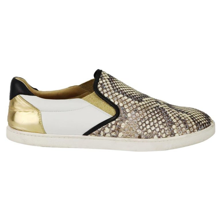 wijn kwaad methaan Christian Louboutin Python And Leather Slip On Sneakers EU 43.5 UK 9.5 US  10.5 For Sale at 1stDibs