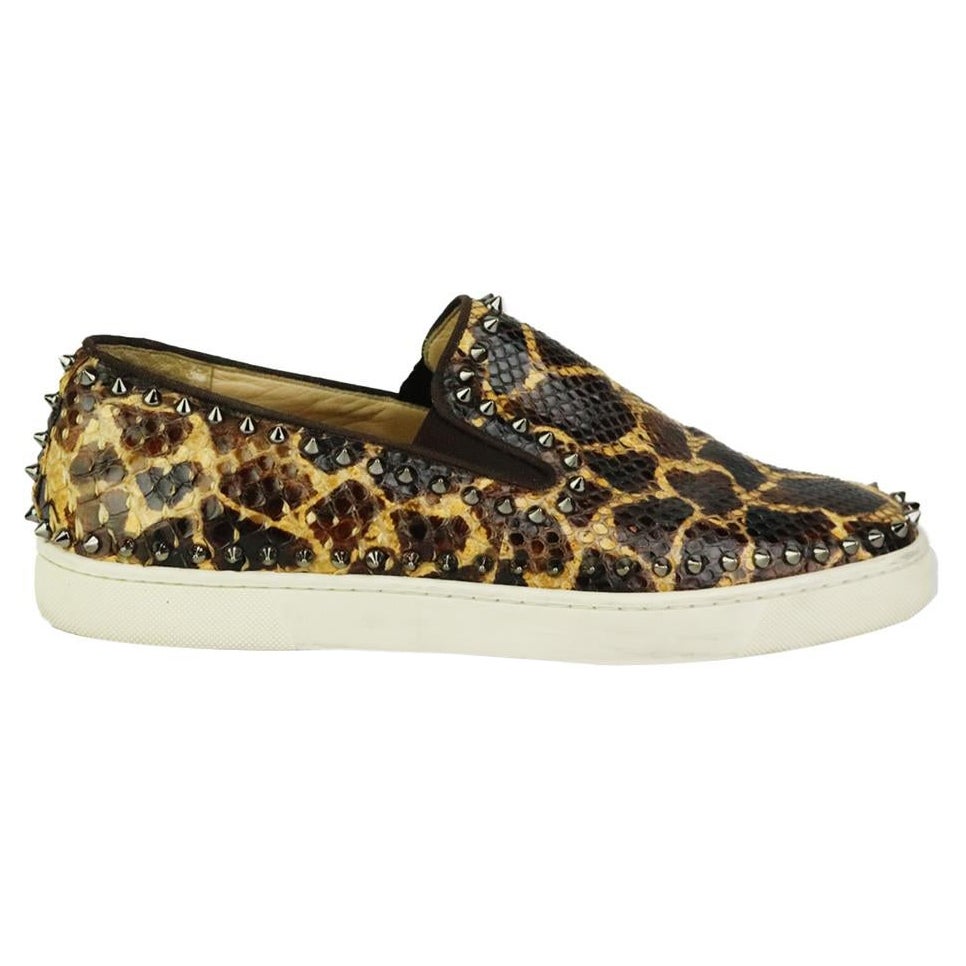 Christian Louboutin Spiked Python Slip On Sneakers EU 43 UK 9 US 10 