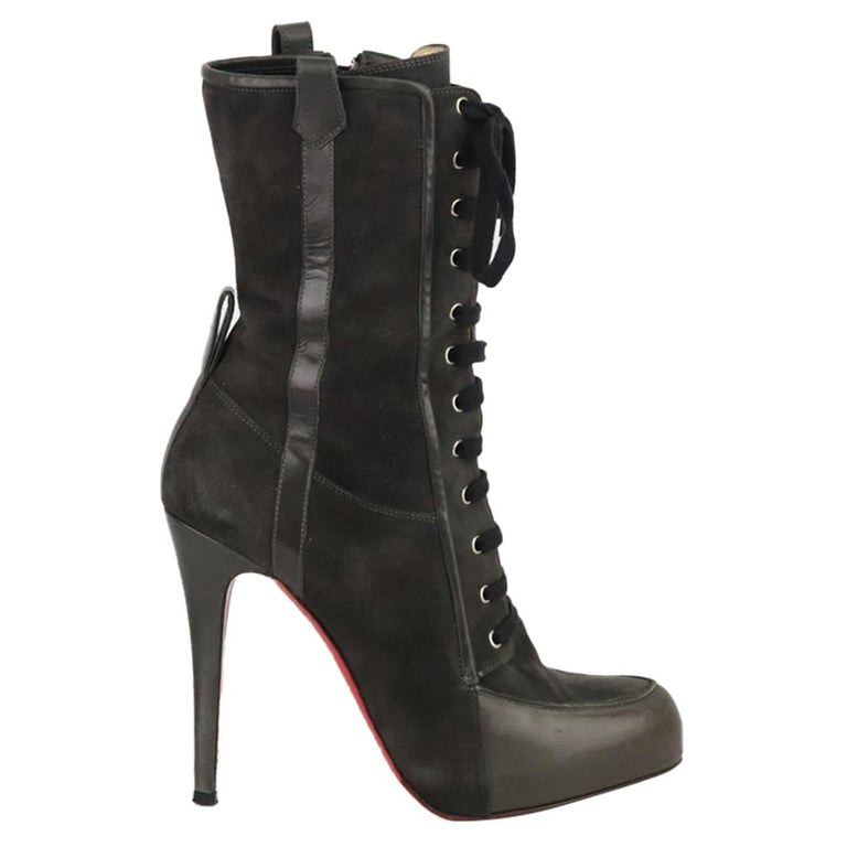 Christian Louboutin Suede And Leather Platform Boots EU 39 UK 6 US 9 ...