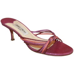 Jimmy Choo - Tacchi a spillo intrecciati in lucertola viola e corallo - 39