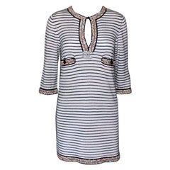 Vintage CHANEL Embellished Striped Beaded Cashmere Blend Tunic Kaftan Mini Dress 34