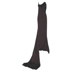 NEW Gucci by Tom Ford 2002 Silk Leather Evening Gown with Panel Train 40