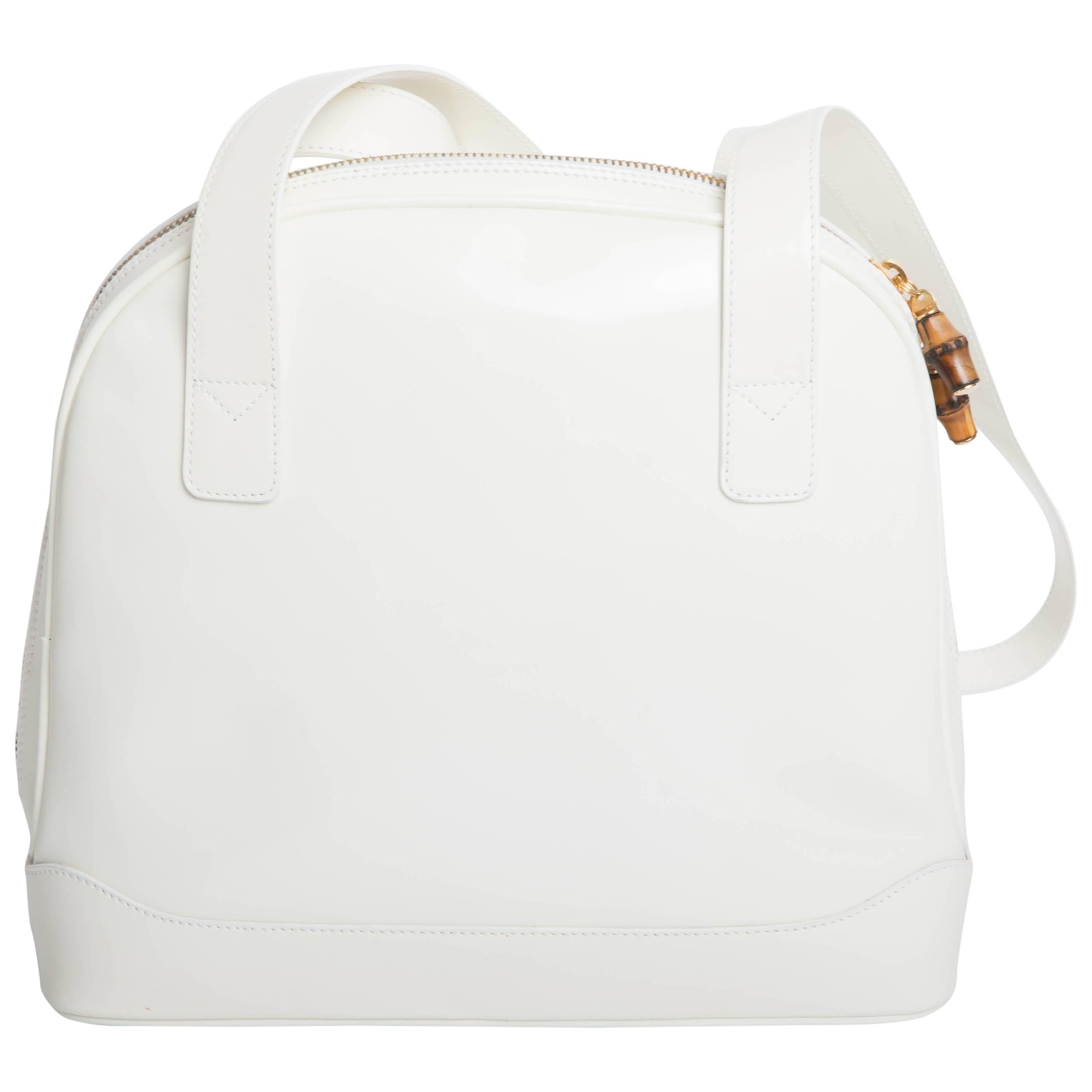 Gucci Vintage White Patent Leather Shoulder Bag