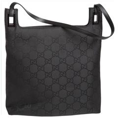 gucci vintage shoulder bag Gucci Vintage Black Logo Shoulder Bag