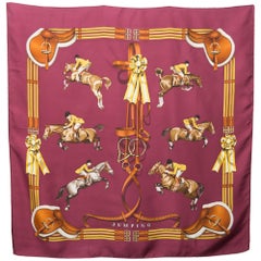 Hermes Bordeaux Jumping by Philippe Ledoux Silk Scarf