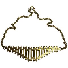 1930s Jacob Bengel Art Deco Machine Age Gold tone Brickwork Chain Necklace