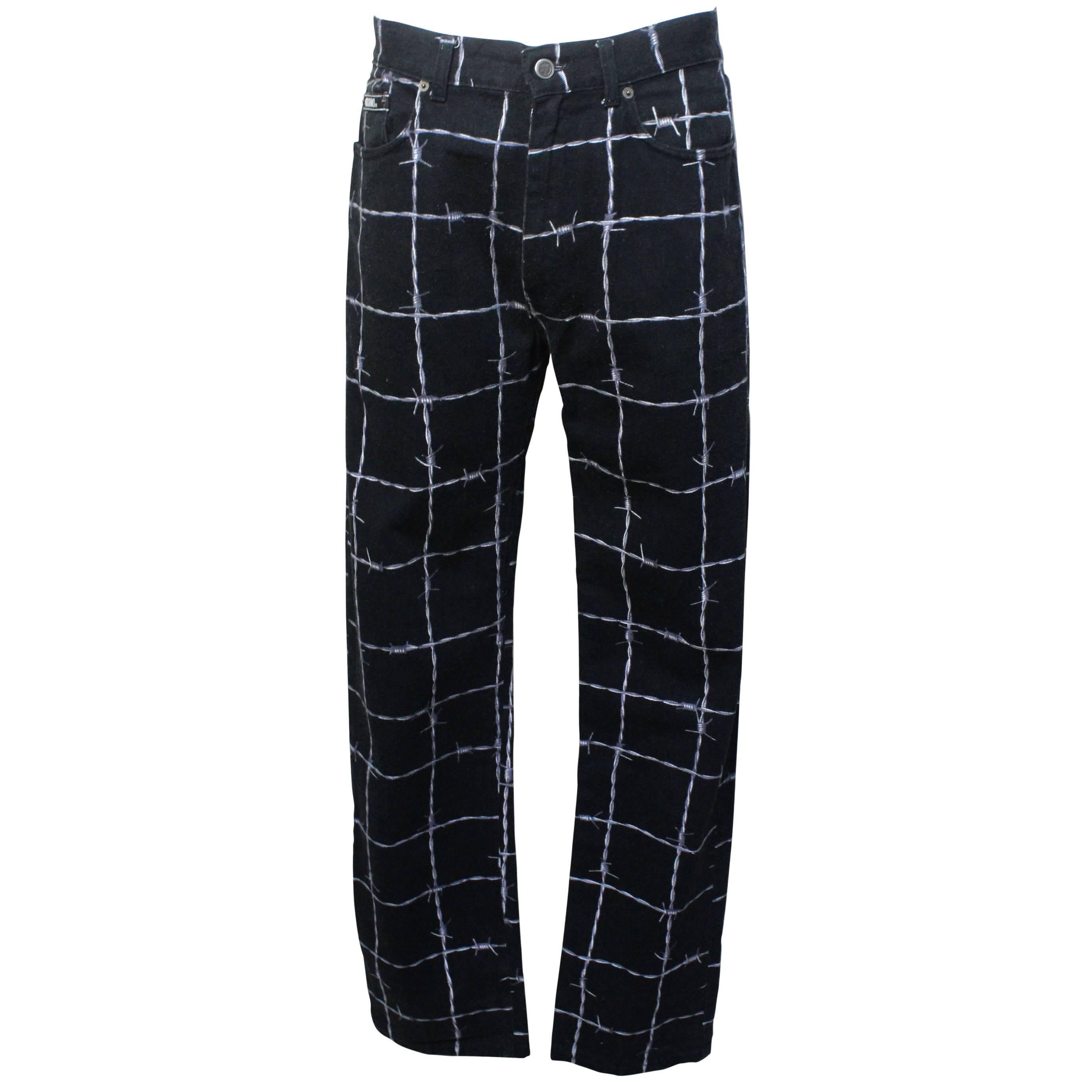 Moschino Mens Barbed Wire Printed Jeans