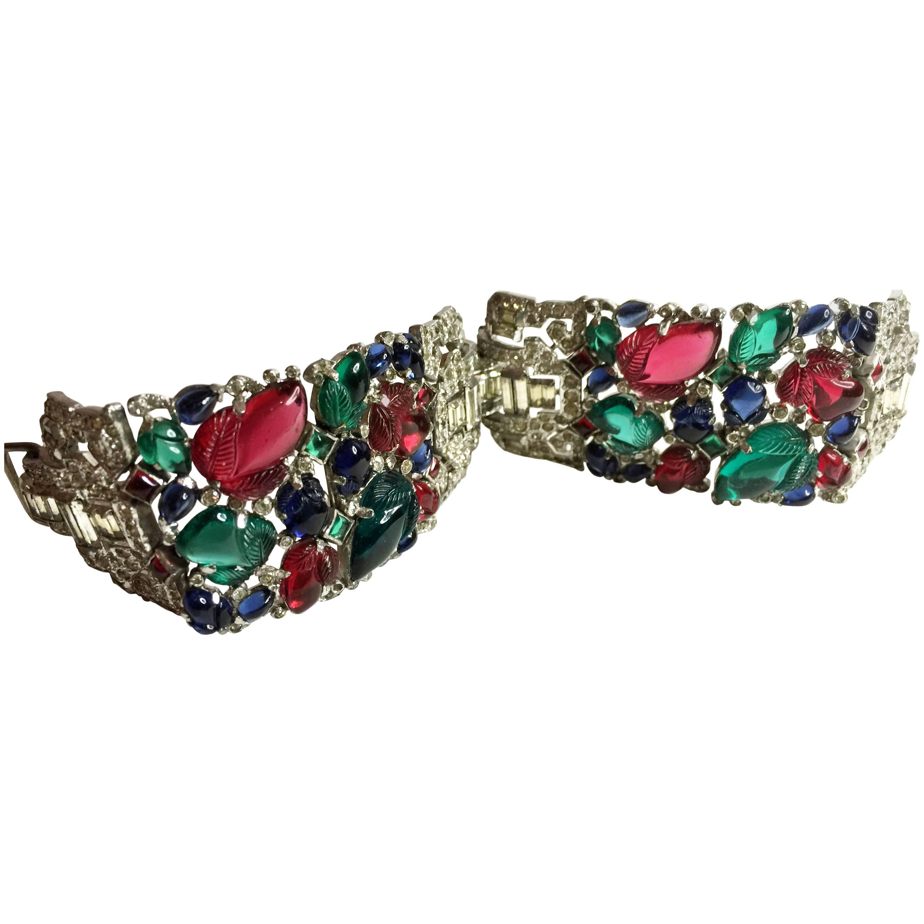 1930s KTF TRIFARI Magnificent RARE Fruit Salad Bracelet