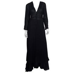 Chanel 99A Black Layered Net Evening Coat and Skirt With Train FR42 9