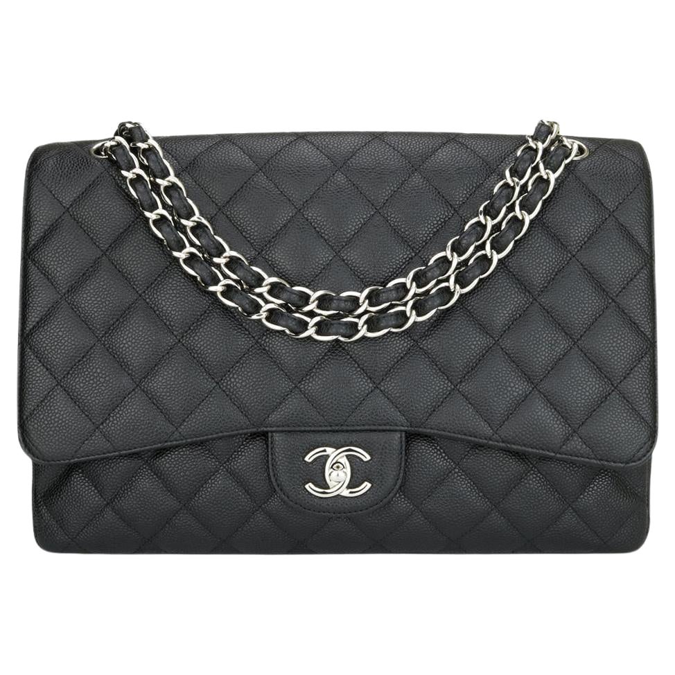 black chanel with silver hardware purse