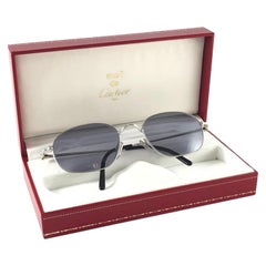New Vintage Cartier Vesta 53mm Platine Plated Frame France 1990 Sunglasses