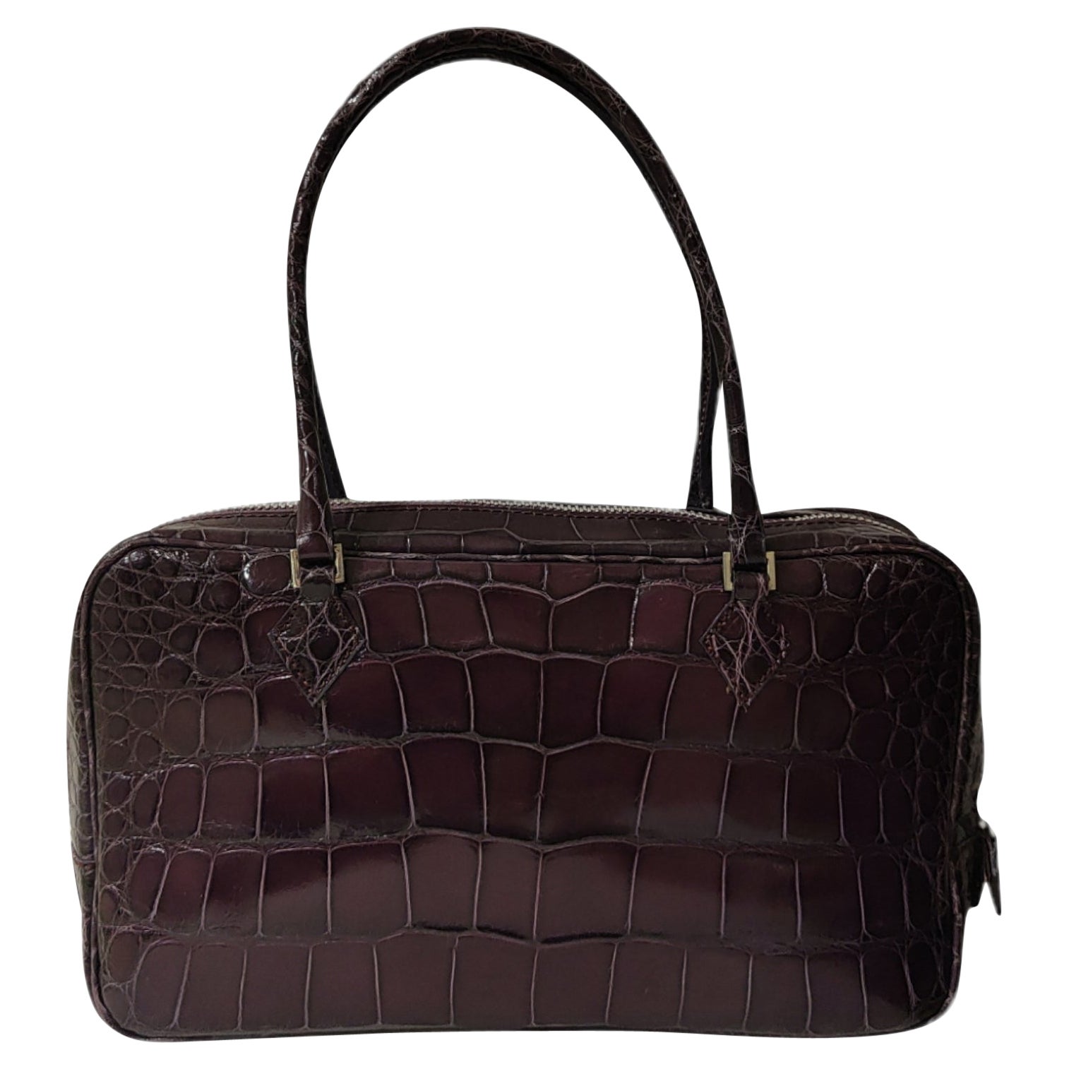 Sirni purple crocodile handbag - shoulder bag