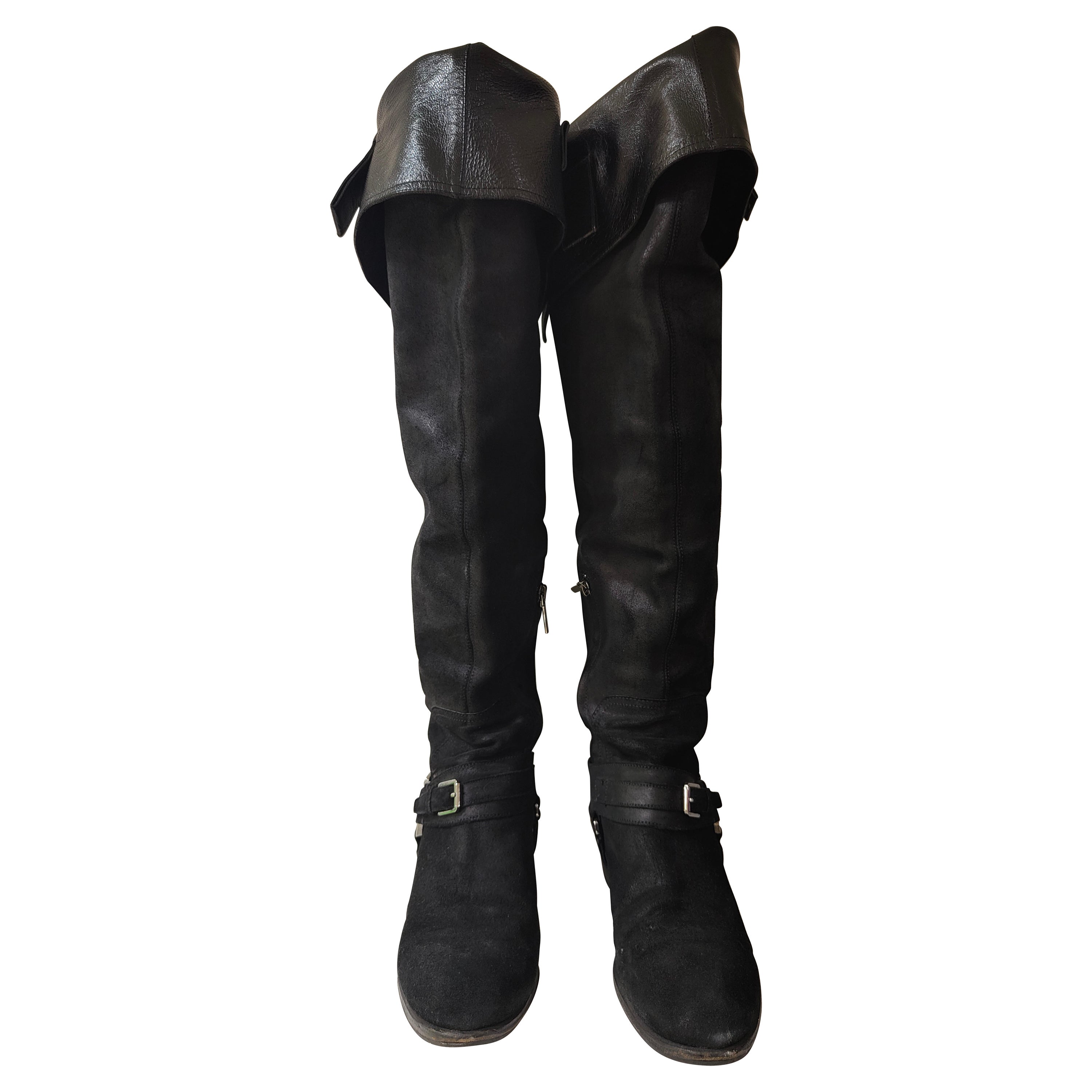 Schwarze Christian Dior-Stiefel aus Wildleder