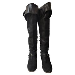 Used Christian Dior black suede boots