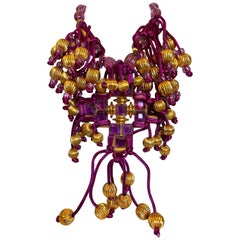 William de Lillo for Mdm. Gres Purple Fringe Necklace 